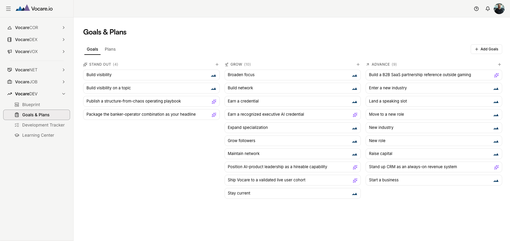 VocareDEV — goals and plans