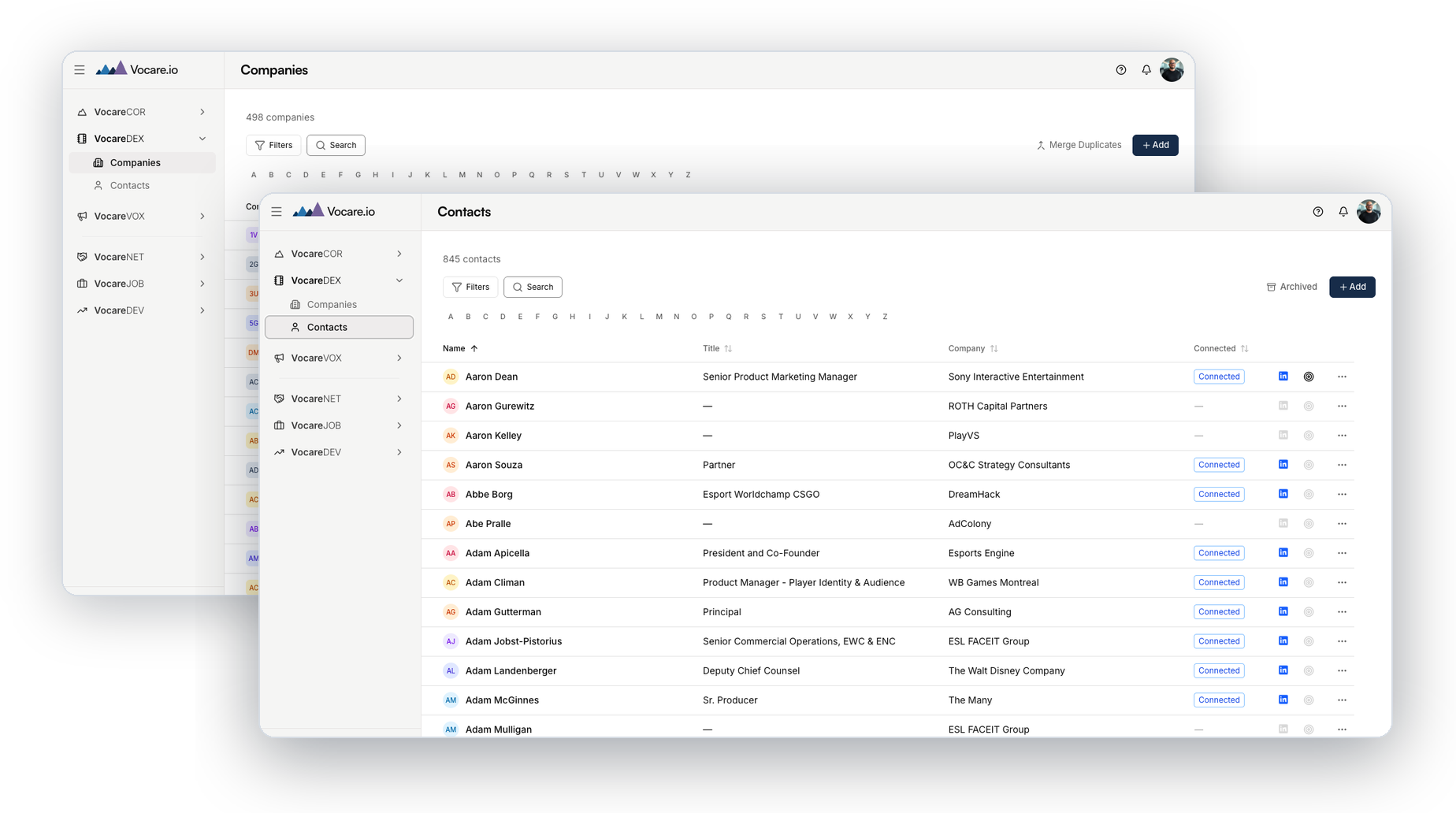 VocareDEX — companies and contacts